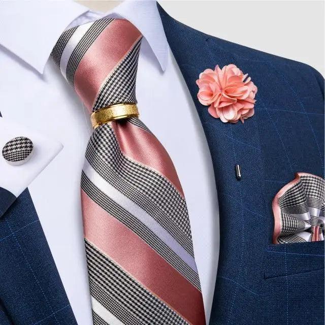 Men Luxury Red Silk Necktie Matching Cufflinks Set For Men Bridegroom Wedding Business Necktie Elegant Design Ideal Gift For Men Stevvex