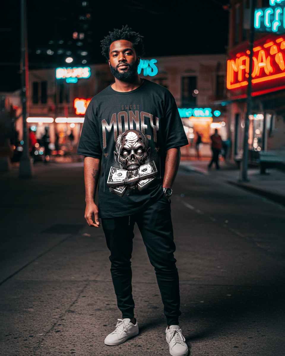 Camiseta de Hombre Oversized G West Money Zombie