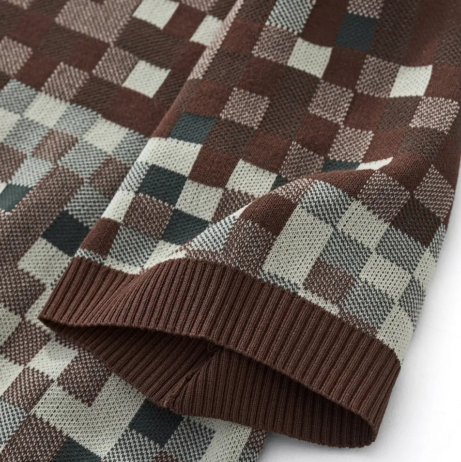 Pixel Fade Knit Polo KHAKI