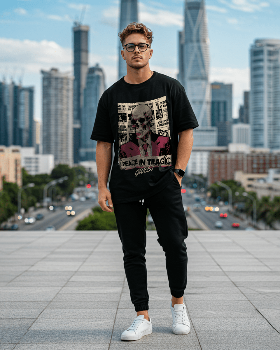 G West Peace In Tragic Oversized T-Shirt Hombre