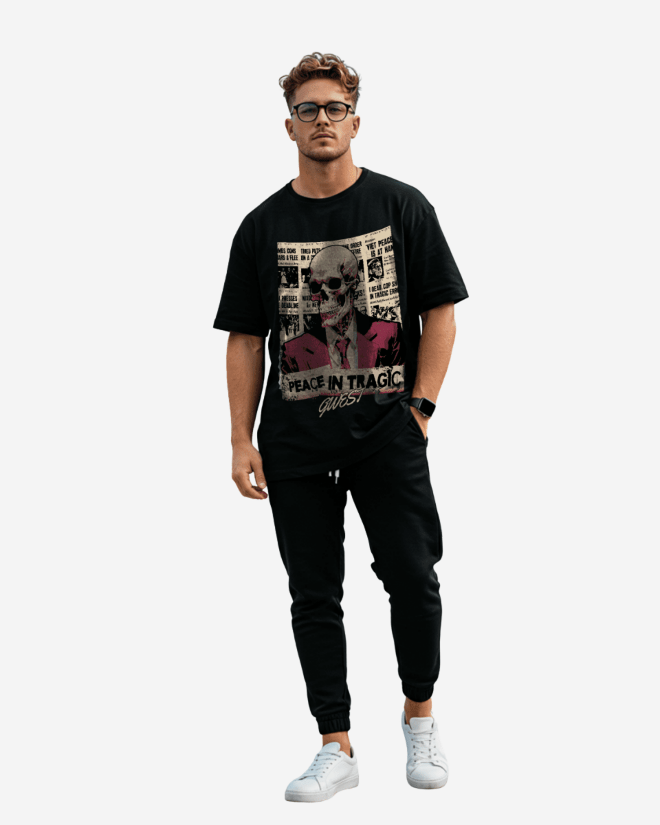G West Peace In Tragic Oversized T-Shirt Hombre