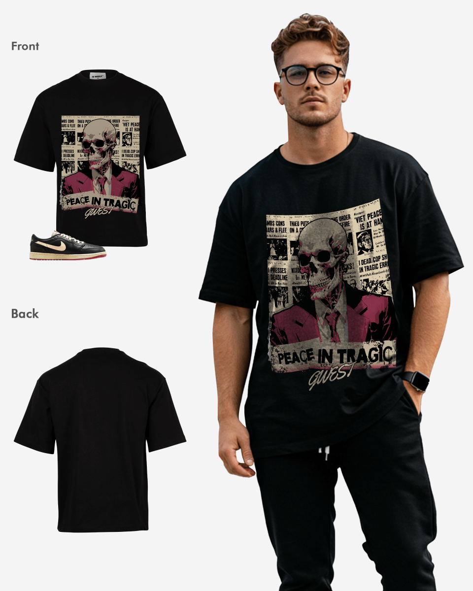G West Peace In Tragic Oversized T-Shirt Hombre