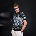 Pixel Fade Knit Polo BLACK