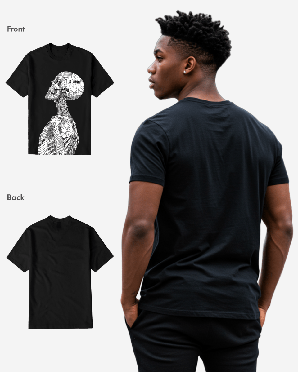 G West Mens Regular Fit Barcode Skeleton Front Graphic T Shirt : Gwpbast5053 - 3 Colors G West