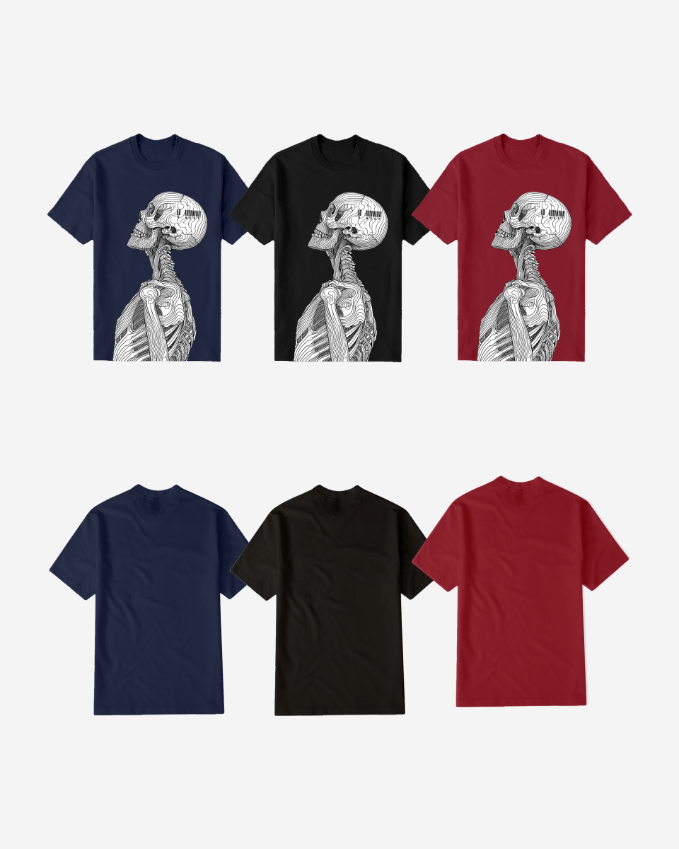 G West Mens Regular Fit Barcode Skeleton Front Graphic T Shirt : Gwpbast5053 - 3 Colors G West