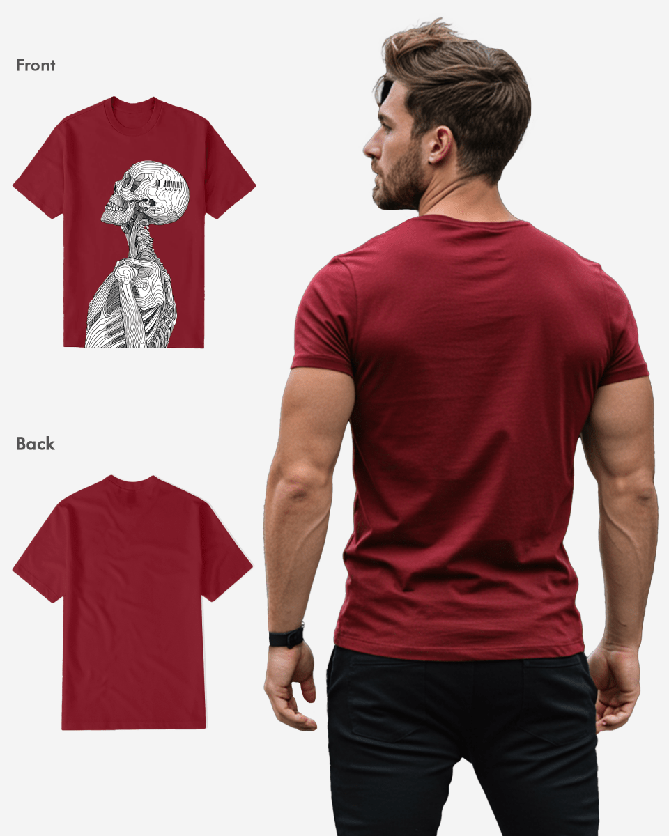 G West Mens Regular Fit Barcode Skeleton Front Graphic T Shirt : Gwpbast5053 - 3 Colors G West