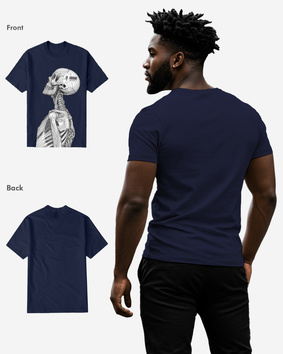 G West Mens Regular Fit Barcode Skeleton Front Graphic T Shirt : Gwpbast5053 - 3 Colors G West