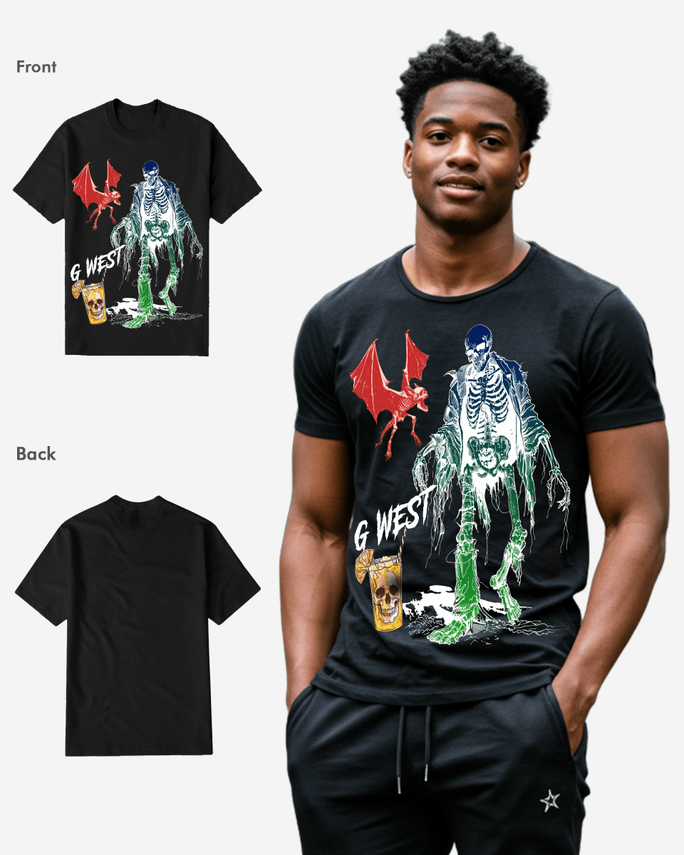 G West Mens Regular Fit Bat Buddy Front Graphic T Shirt G West