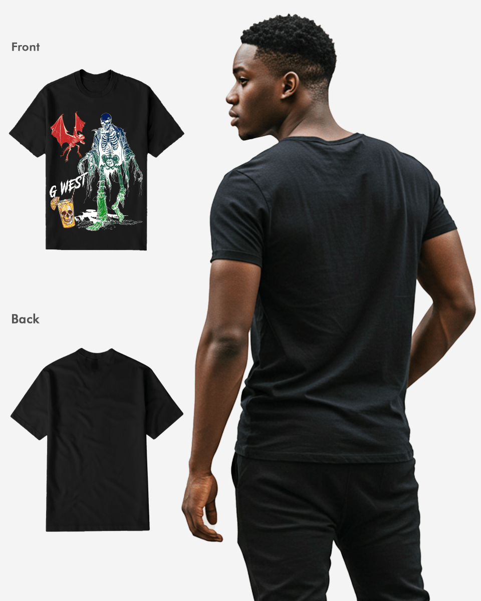 G West Mens Regular Fit Bat Buddy Front Graphic T Shirt G West