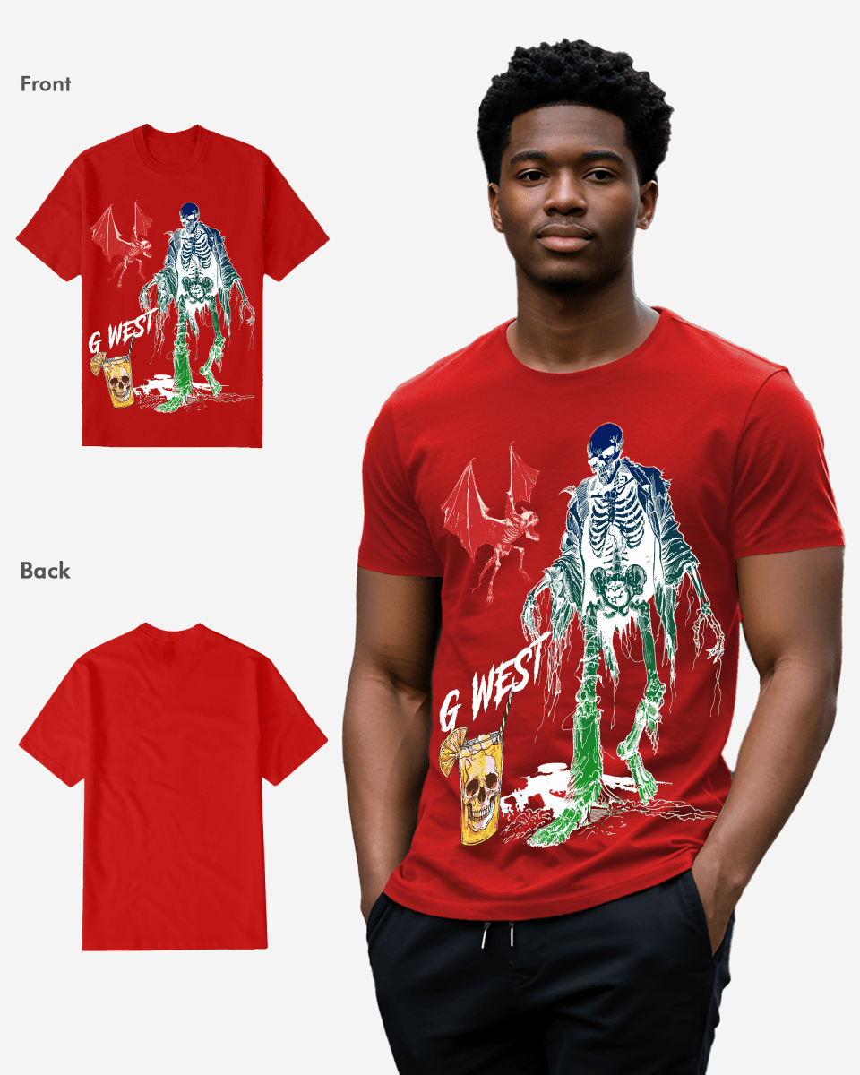 G West Mens Regular Fit Bat Buddy Front Graphic T Shirt G West