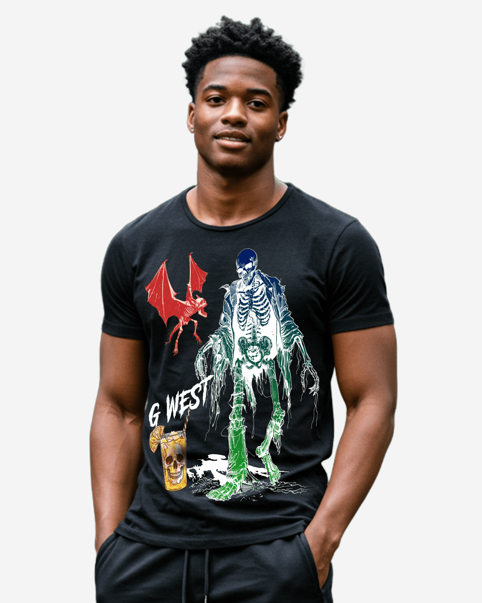 G West Mens Regular Fit Bat Buddy Front Graphic T Shirt G West