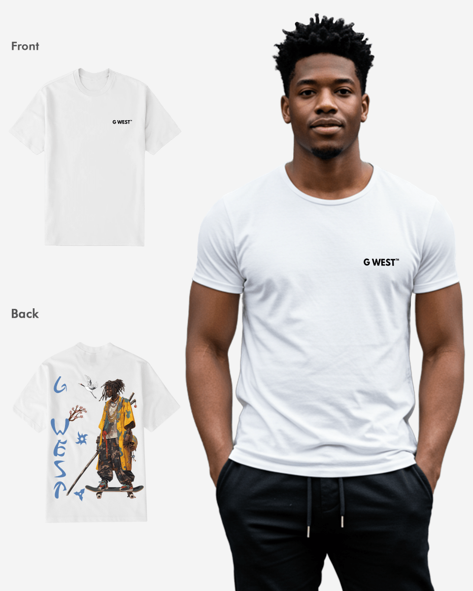 G West Regular Fit Black Samurai Front Graphic T Shirt : Gwpbast5056 - 3 Colors G West
