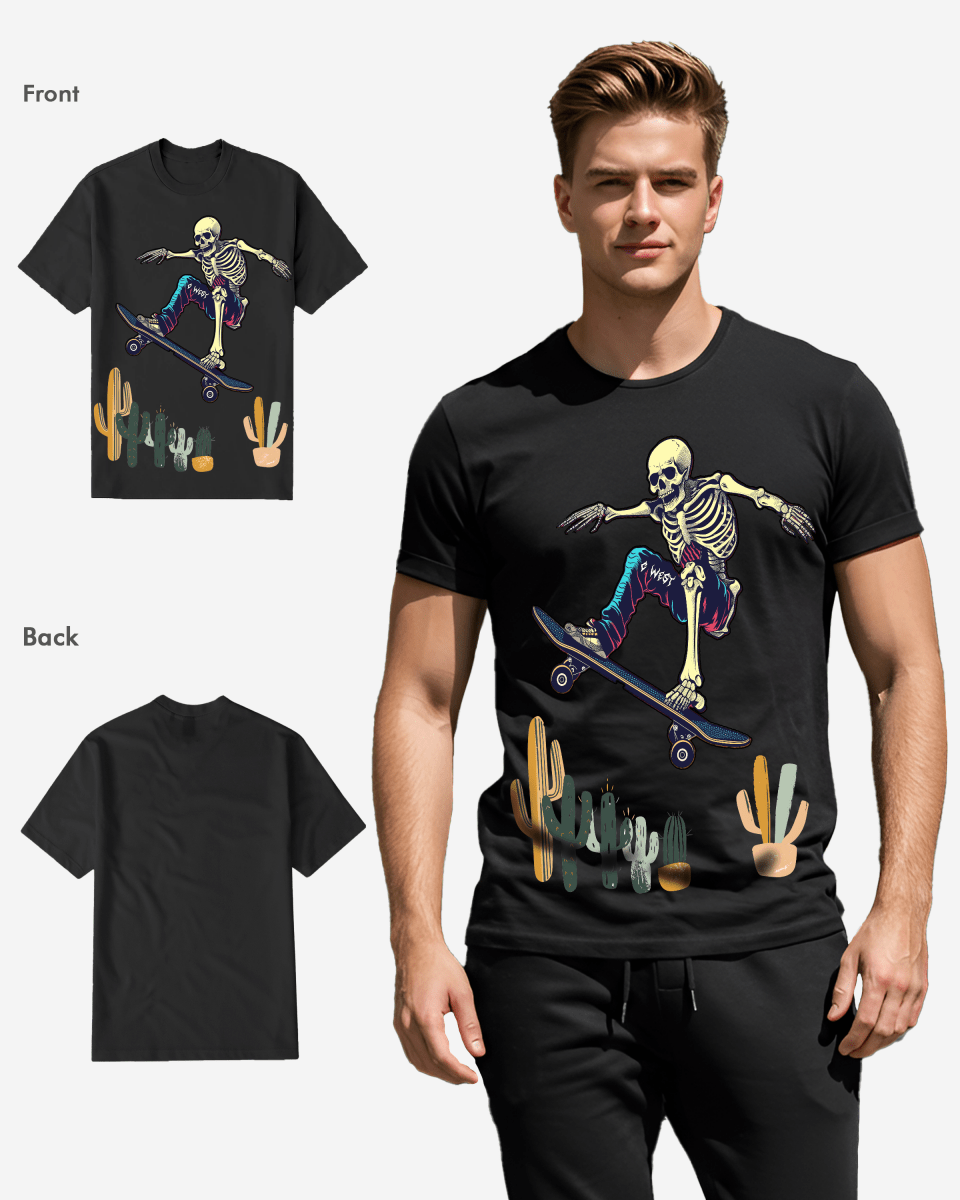 G West Mens Regular Fit Cactus Skate Front Graphic T Shirt G West