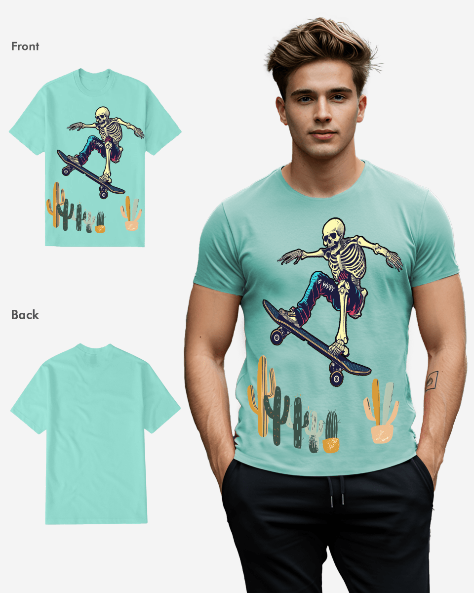 G West Mens Regular Fit Cactus Skate Front Graphic T Shirt G West