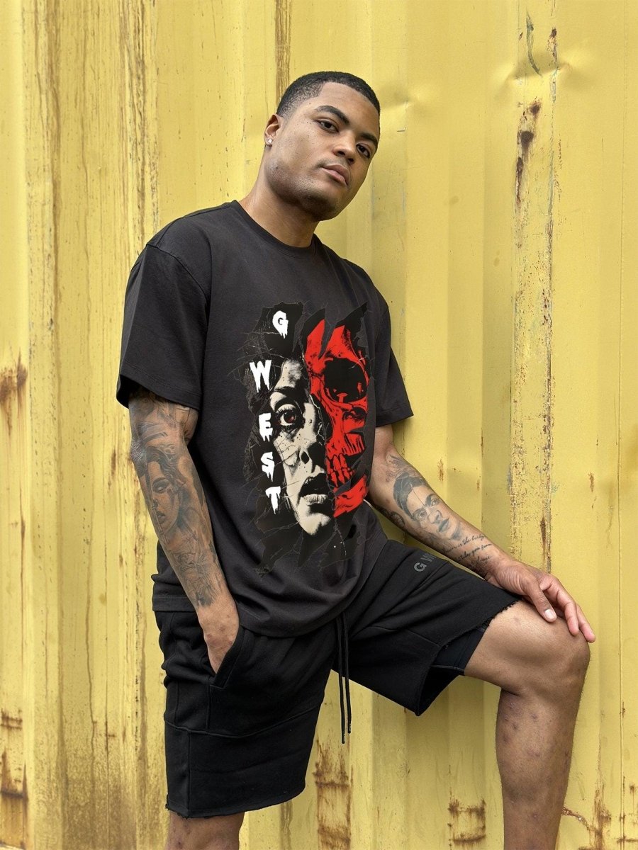 G West Mens Regular Fit Inside Out Front Graphic T Shirt G West