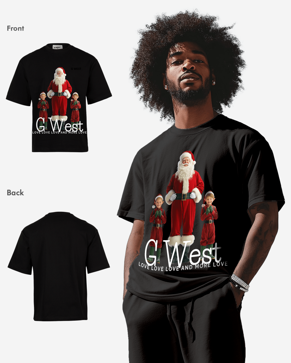 G West Santa & His Elves Oversized T-Shirt Mens G West