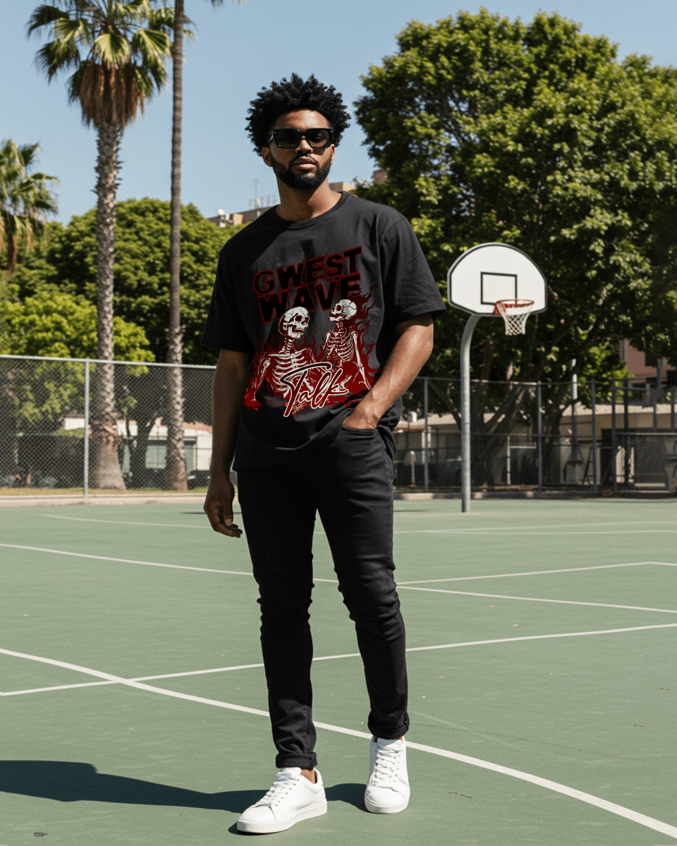 G West Skeletons & Secrets in the Flames Oversized T-Shirt Mens G West