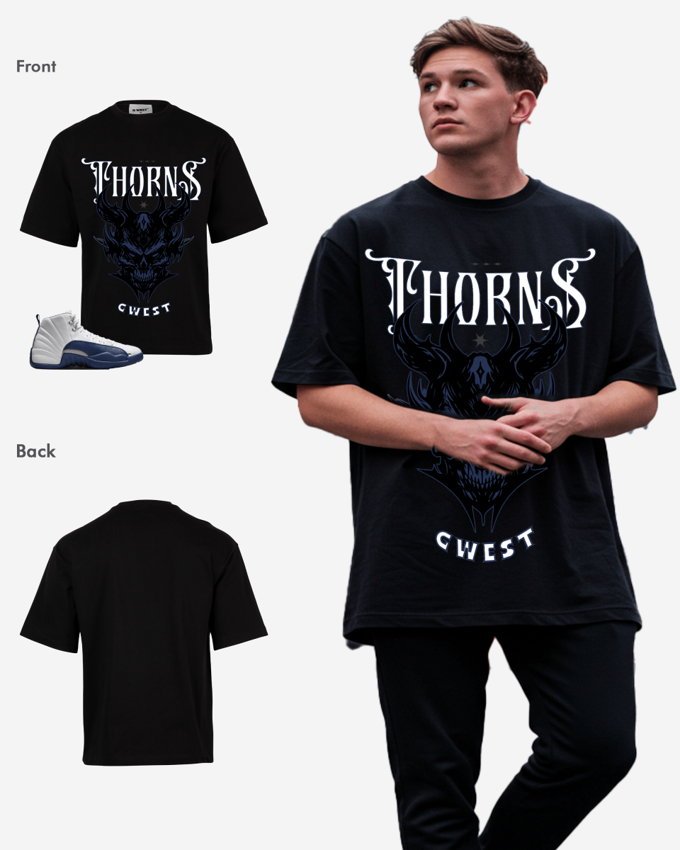 G West Skull and Thorns Oversized T-Shirt Mens G West