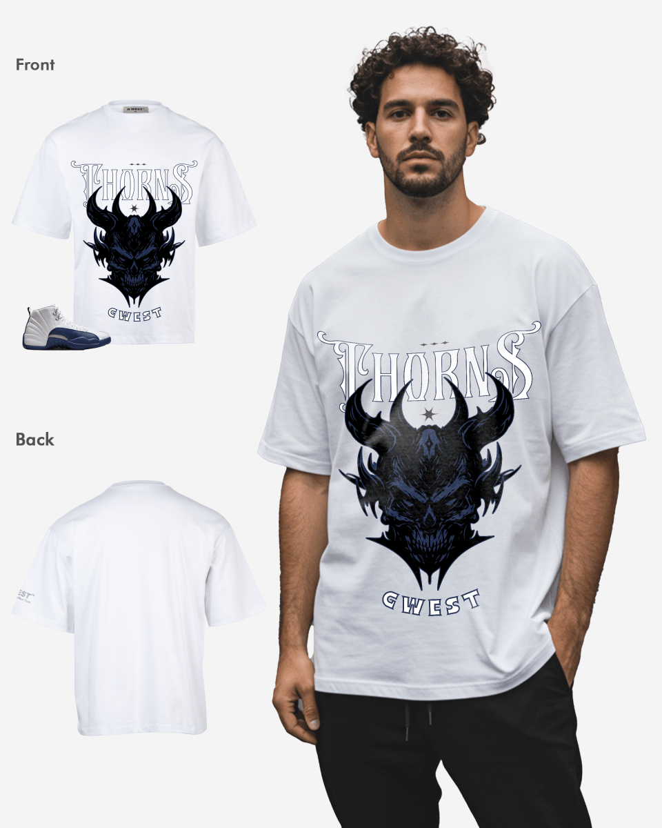 G West Skull and Thorns Oversized T-Shirt Mens G West