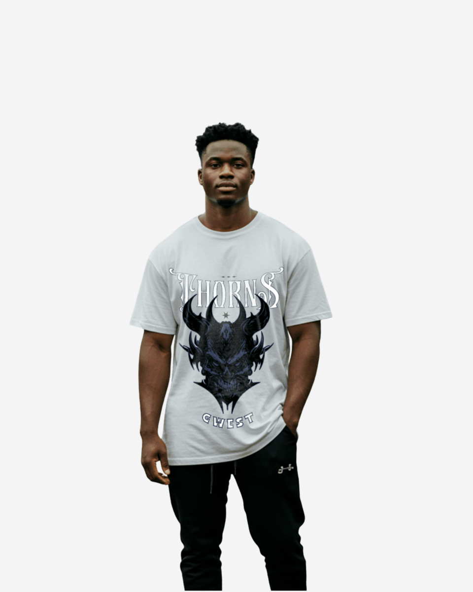 G West Skull and Thorns Oversized T-Shirt Mens G West