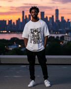 G West Skull Fire Oversized T-Shirt Mens G West