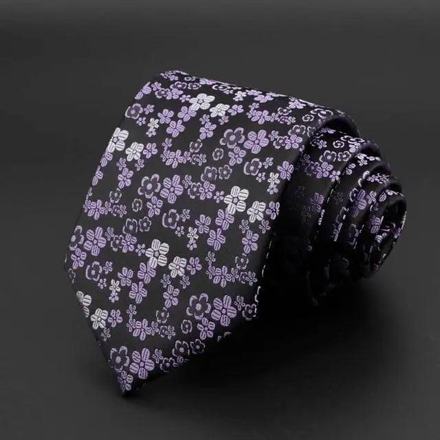 Stylish Classic Solid Color Stripe Flower Floral Jacquard Necktie For Men Wedding Party Formal Wear Business Neckties For Men Stevvex