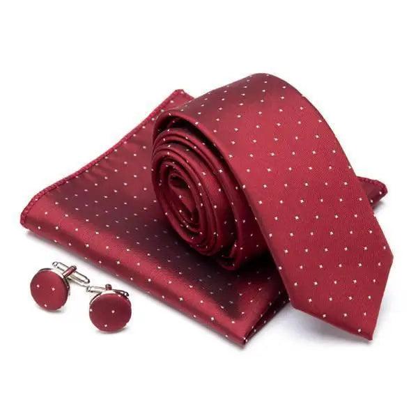 Stylish Silk Necktie With Pocket Square And Matching Cufflinks Set For Men Retro Formal Wear Necktie Set For Men Stevvex