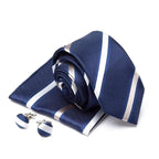 Stylish Silk Necktie With Pocket Square And Matching Cufflinks Set For Men Retro Formal Wear Necktie Set For Men Stevvex