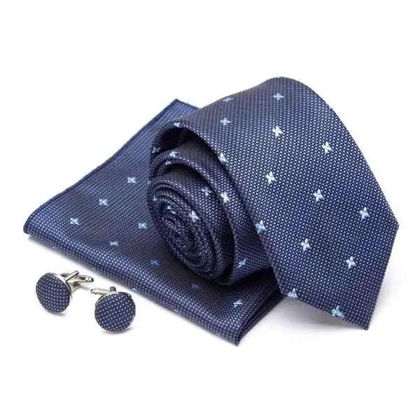 Stylish Silk Necktie With Pocket Square And Matching Cufflinks Set For Men Retro Formal Wear Necktie Set For Men Stevvex