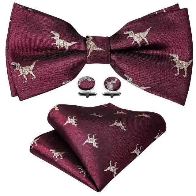 Trendy Patterned Silk Jacquard Plaid Bowtie With  Pocket Square And Cufflinks Set For Men Unique  Butterfly Party Wedding Casual Business Bowtie For Men Stevvex