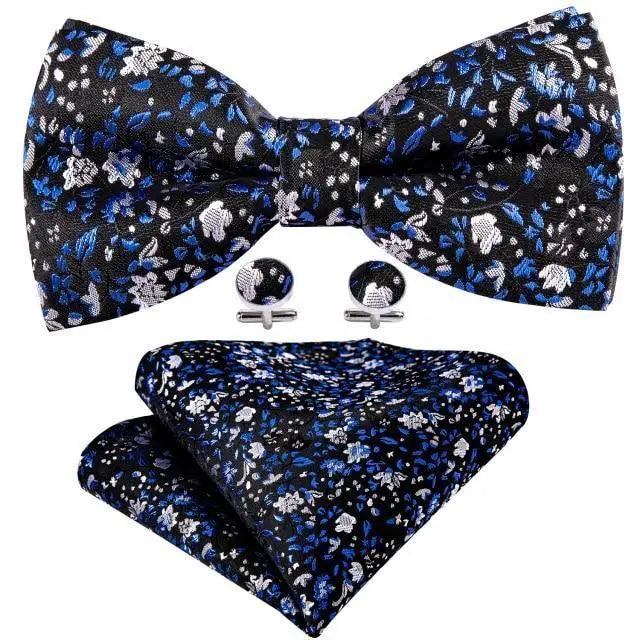 Trendy Patterned Silk Jacquard Plaid Bowtie With  Pocket Square And Cufflinks Set For Men Unique  Butterfly Party Wedding Casual Business Bowtie For Men Stevvex