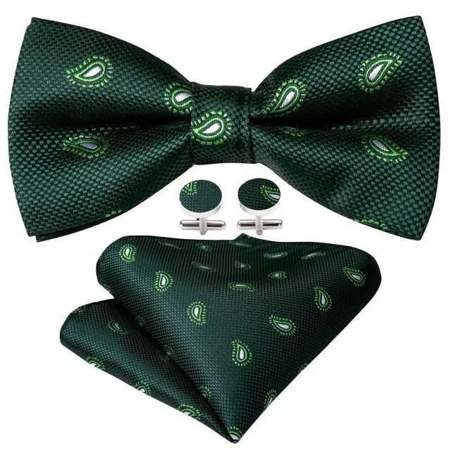 Trendy Patterned Silk Jacquard Plaid Bowtie With  Pocket Square And Cufflinks Set For Men Unique  Butterfly Party Wedding Casual Business Bowtie For Men Stevvex