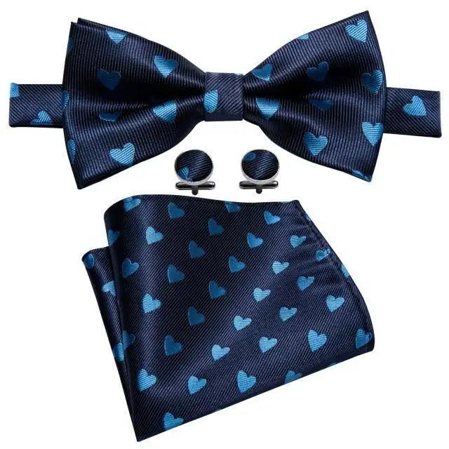 Trendy Patterned Silk Jacquard Plaid Bowtie With  Pocket Square And Cufflinks Set For Men Unique  Butterfly Party Wedding Casual Business Bowtie For Men Stevvex
