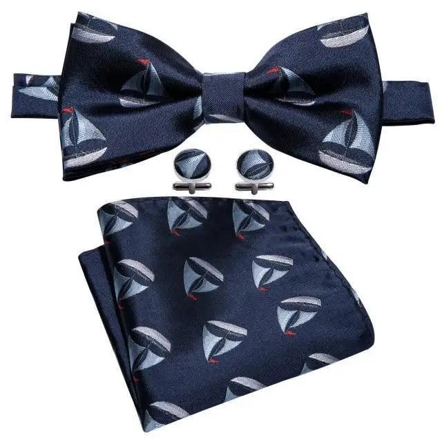 Trendy Patterned Silk Jacquard Plaid Bowtie With  Pocket Square And Cufflinks Set For Men Unique  Butterfly Party Wedding Casual Business Bowtie For Men Stevvex