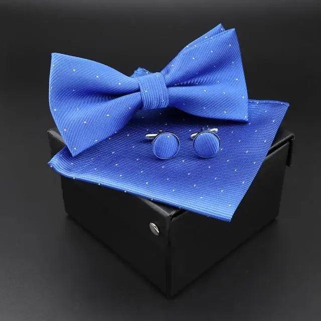 Trendy Tiny Dots Print Bowtie With Pocket Square And Cufflinks Set For Men Retro  Butterfly Party Wedding Bowties Without Box Stylish Ties Gift Stevvex