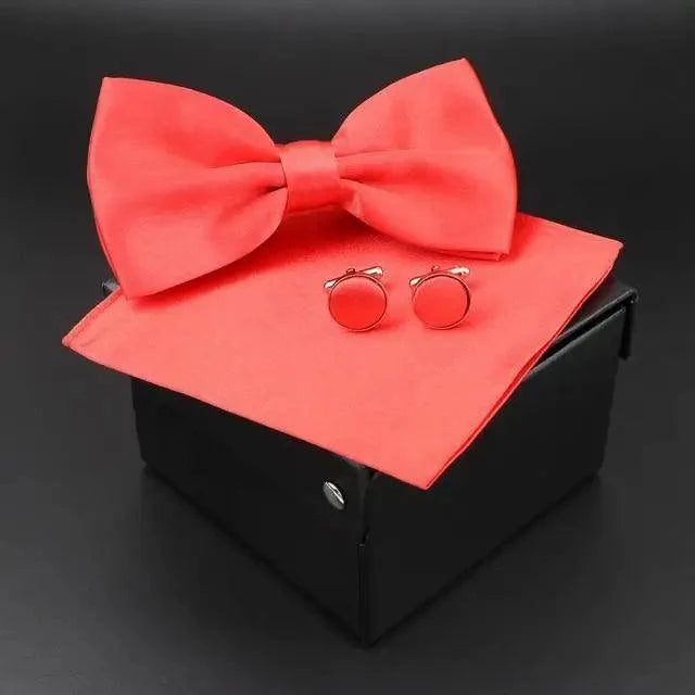 Trendy Tiny Dots Print Bowtie With Pocket Square And Cufflinks Set For Men Retro  Butterfly Party Wedding Bowties Without Box Stylish Ties Gift Stevvex