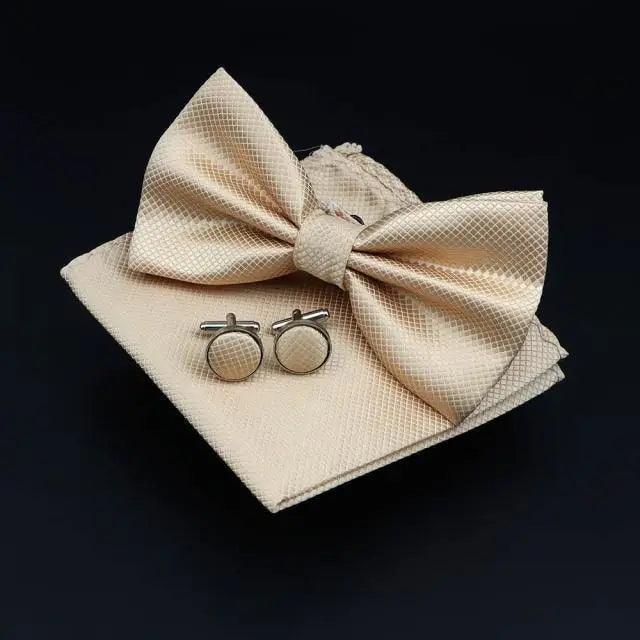 Trendy Tiny Dots Print Bowtie With Pocket Square And Cufflinks Set For Men Retro  Butterfly Party Wedding Bowties Without Box Stylish Ties Gift Stevvex