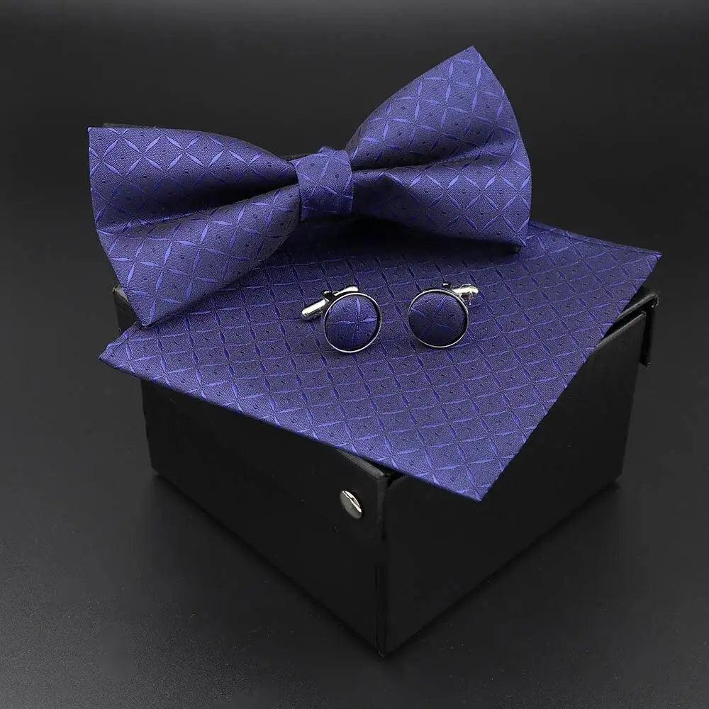 Trendy Tiny Dots Print Bowtie With Pocket Square And Cufflinks Set For Men Retro  Butterfly Party Wedding Bowties Without Box Stylish Ties Gift Stevvex