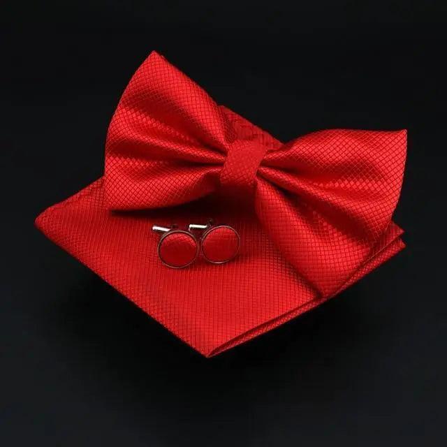 Trendy Tiny Dots Print Bowtie With Pocket Square And Cufflinks Set For Men Retro  Butterfly Party Wedding Bowties Without Box Stylish Ties Gift Stevvex