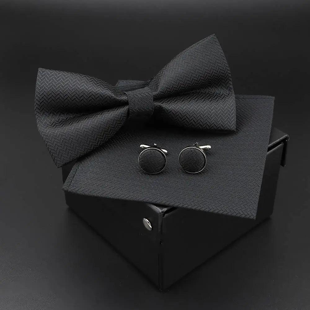 Trendy Tiny Dots Print Bowtie With Pocket Square And Cufflinks Set For Men Retro  Butterfly Party Wedding Bowties Without Box Stylish Ties Gift Stevvex