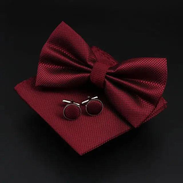 Trendy Tiny Dots Print Bowtie With Pocket Square And Cufflinks Set For Men Retro  Butterfly Party Wedding Bowties Without Box Stylish Ties Gift Stevvex