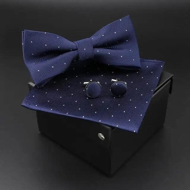 Trendy Tiny Dots Print Bowtie With Pocket Square And Cufflinks Set For Men Retro  Butterfly Party Wedding Bowties Without Box Stylish Ties Gift Stevvex