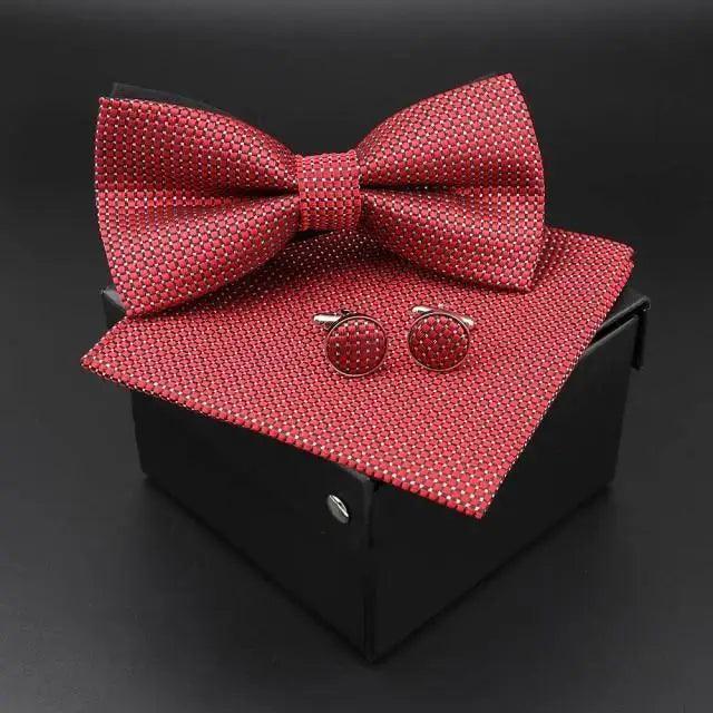 Trendy Tiny Dots Print Bowtie With Pocket Square And Cufflinks Set For Men Retro  Butterfly Party Wedding Bowties Without Box Stylish Ties Gift Stevvex
