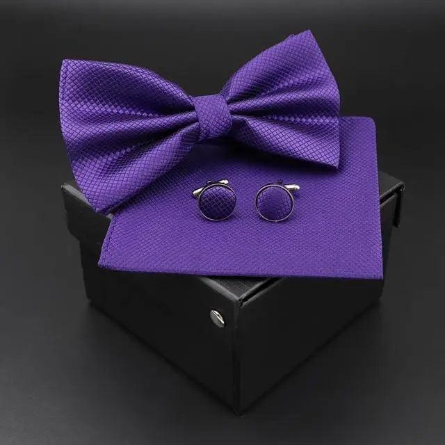 Trendy Tiny Dots Print Bowtie With Pocket Square And Cufflinks Set For Men Retro  Butterfly Party Wedding Bowties Without Box Stylish Ties Gift Stevvex