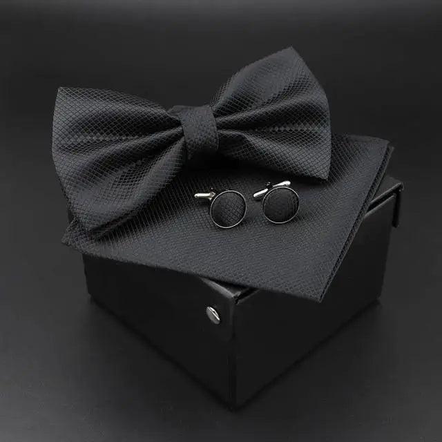 Trendy Tiny Dots Print Bowtie With Pocket Square And Cufflinks Set For Men Retro  Butterfly Party Wedding Bowties Without Box Stylish Ties Gift Stevvex
