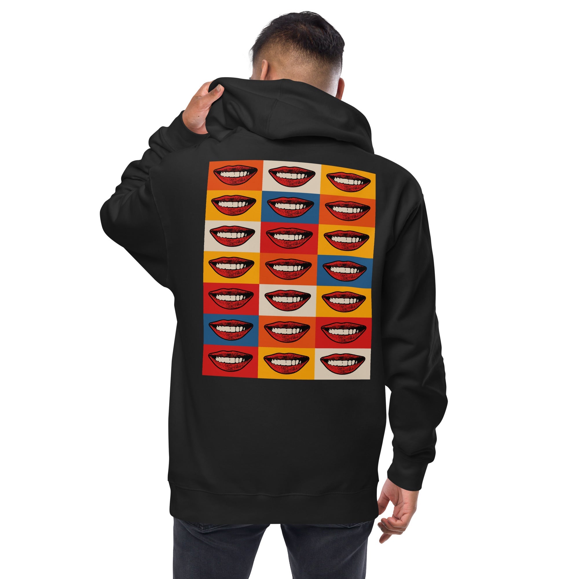 Sudadera polar unisex con cremallera y diseño de arte pop de sonrisa