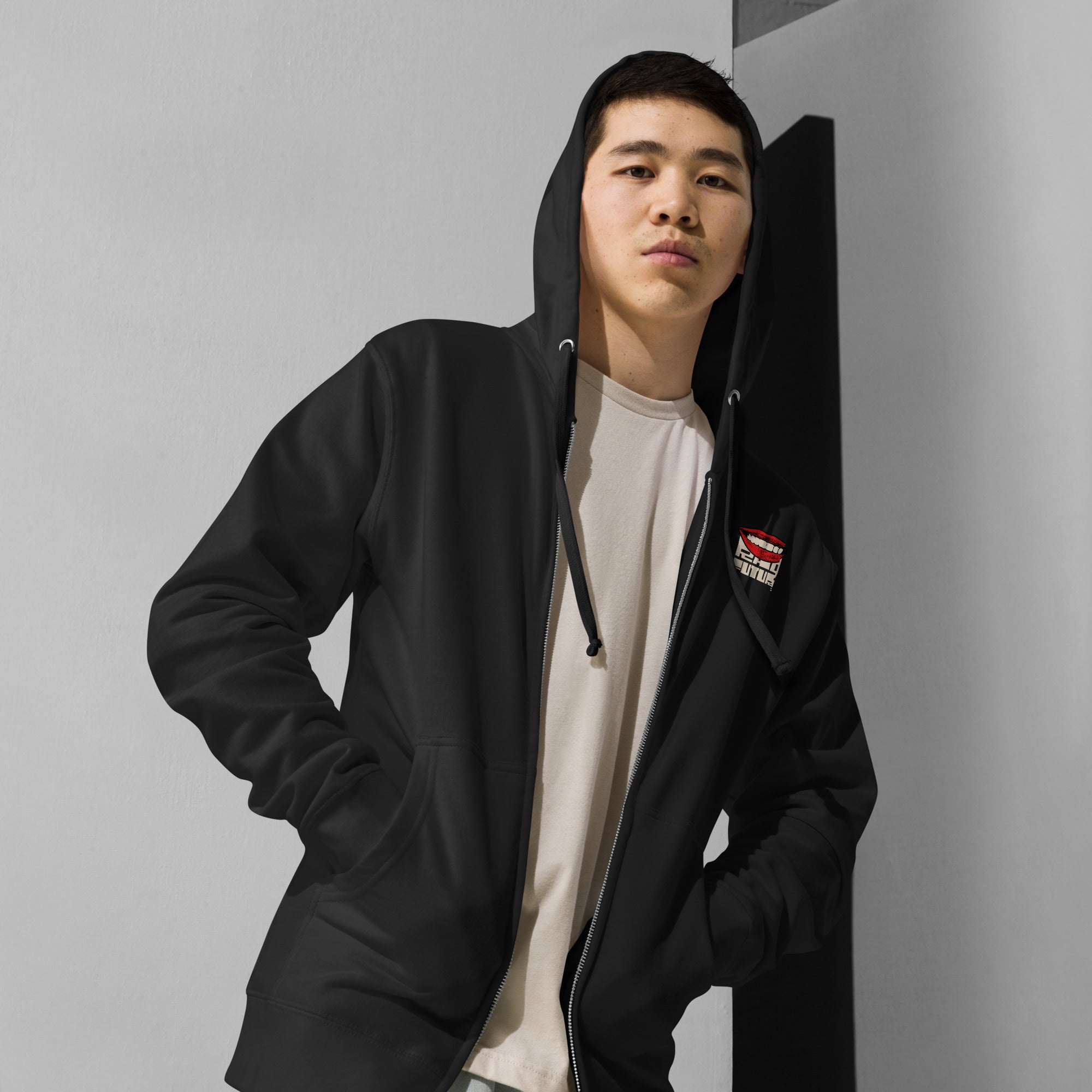 Sudadera polar unisex con cremallera y diseño de arte pop de sonrisa