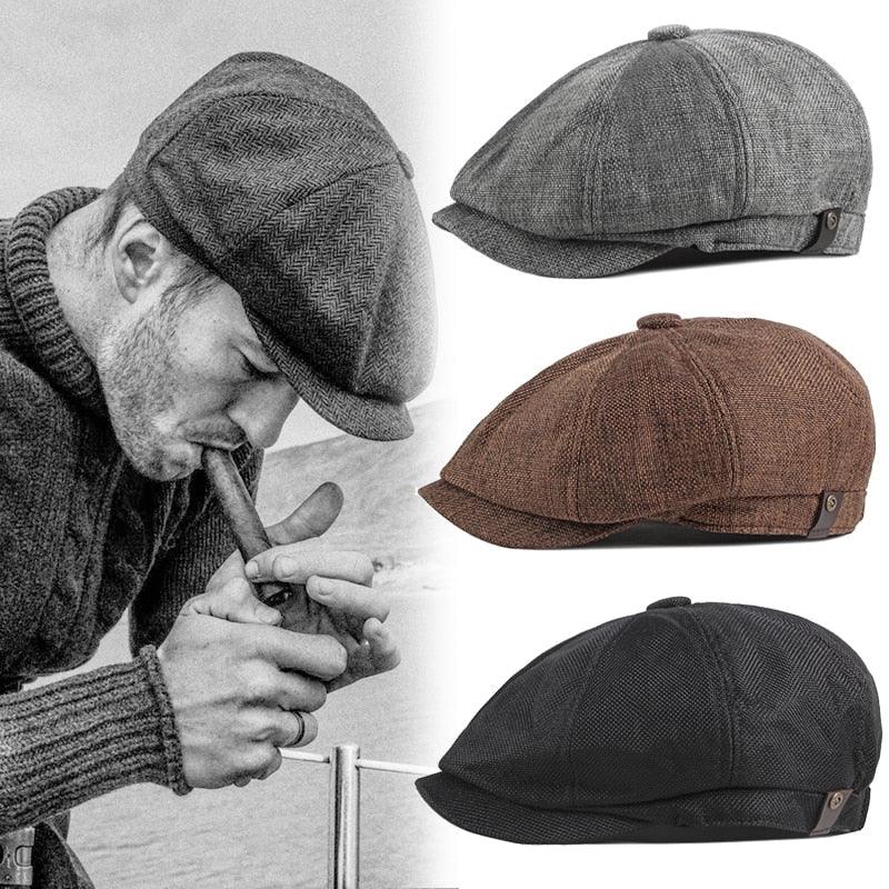 Vintage Men Beret Hats Classic Simple Winter Warm Caps Cotton Comfortable Autumn Beret Flat Hat Quality Durable Retro Men's Hat Unique Berets For Men Retro Cap Stevvex