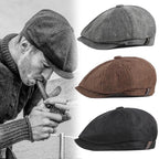 Vintage Men Beret Hats Classic Simple Winter Warm Caps Cotton Comfortable Autumn Beret Flat Hat Quality Durable Retro Men's Hat Unique Berets For Men Retro Cap Stevvex