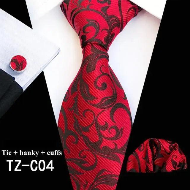 Wedding Bridegroom Floral Print Silk Necktie With Cufflinks Set Fashion High Quality Necktie Set For Men Stevvex